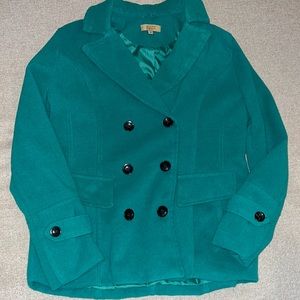 Valerie Stevens Green/teal pea coat